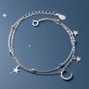 925 Silver Star Moon Bracelet Women Fashion Korean Crystal Double Layer Charm Party Jewelry Gift