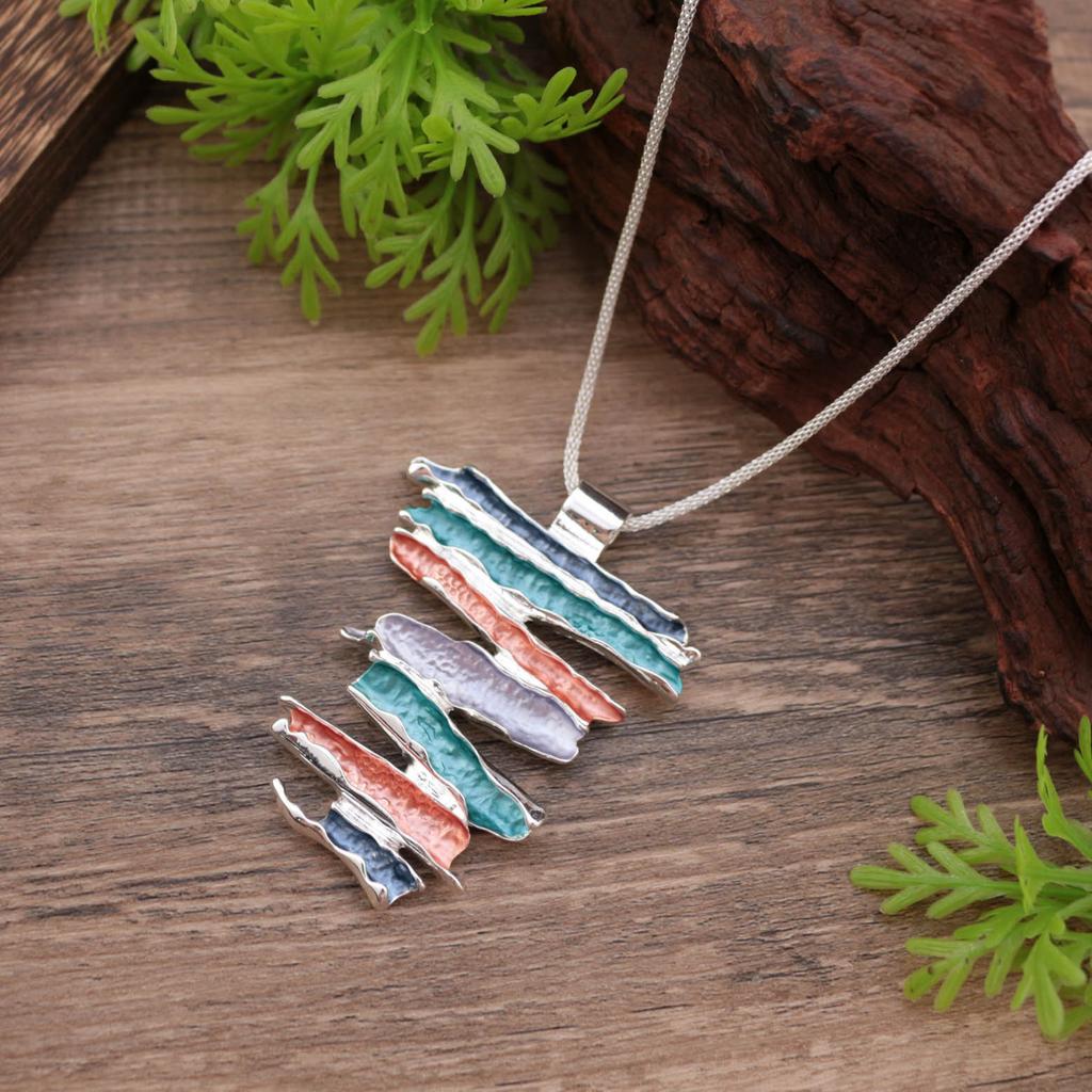 New Color Oil Exaggerated Geometric Lines Long Pendant, Personalized Women's High-end Necklace