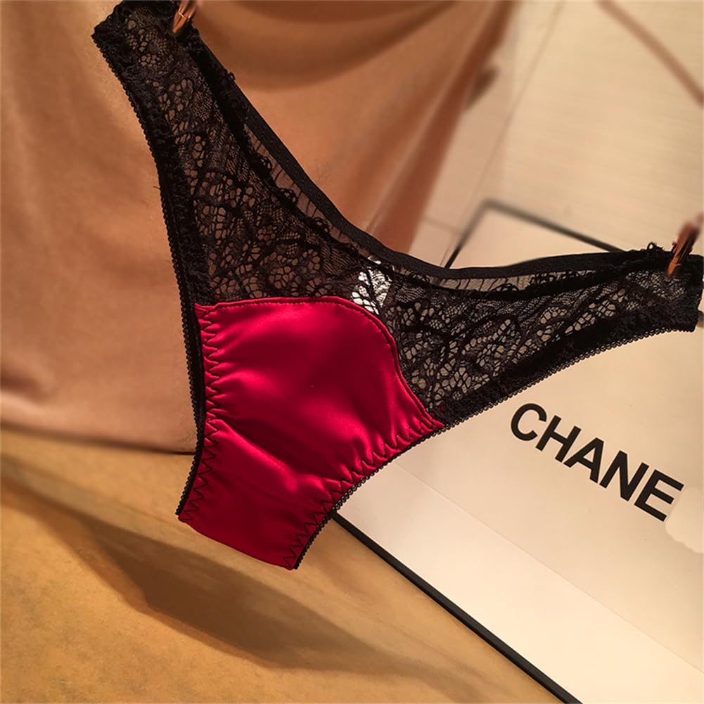 ZHONGJUE Sexy Thong Lace Thongs Black and Women's Panties, Underwear, Lingerie, Women's Panties, (Free Size, Red)