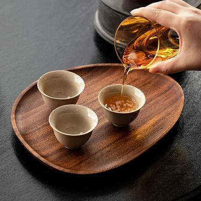 Holzplatte Serviertablett Obst Dessert Snackplatte Frühstück Kaffee Teetablett Akazienholz Lebensmittelplatte Geschirr Küchengeschirr