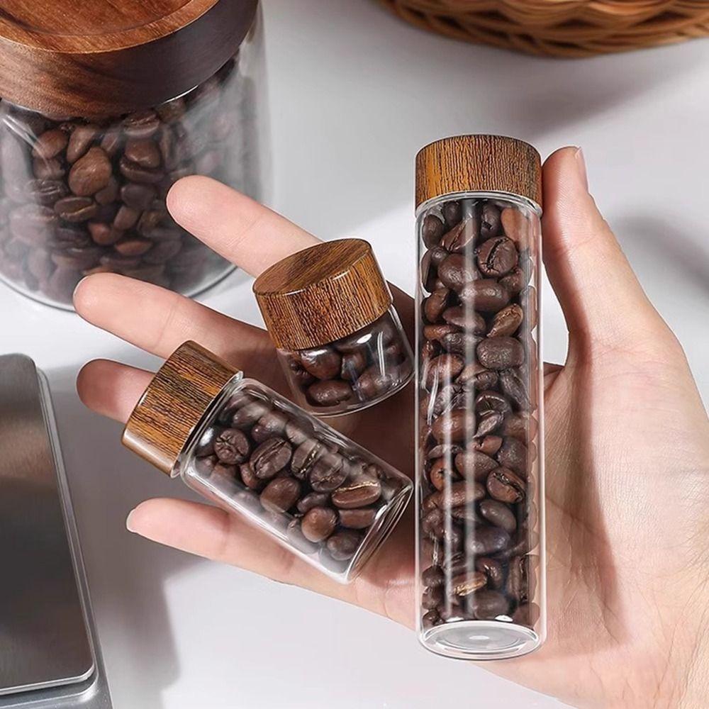 6PCS Transparent Wooden Lid Mini Glass Bottles 10/20/30 ML Small Spice Jars Mini Tea Bottle  Travel