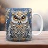 3D Owl, Ceramic Coffee Mug, Tea Cup, New Hole Wall, Cute Hole Wall