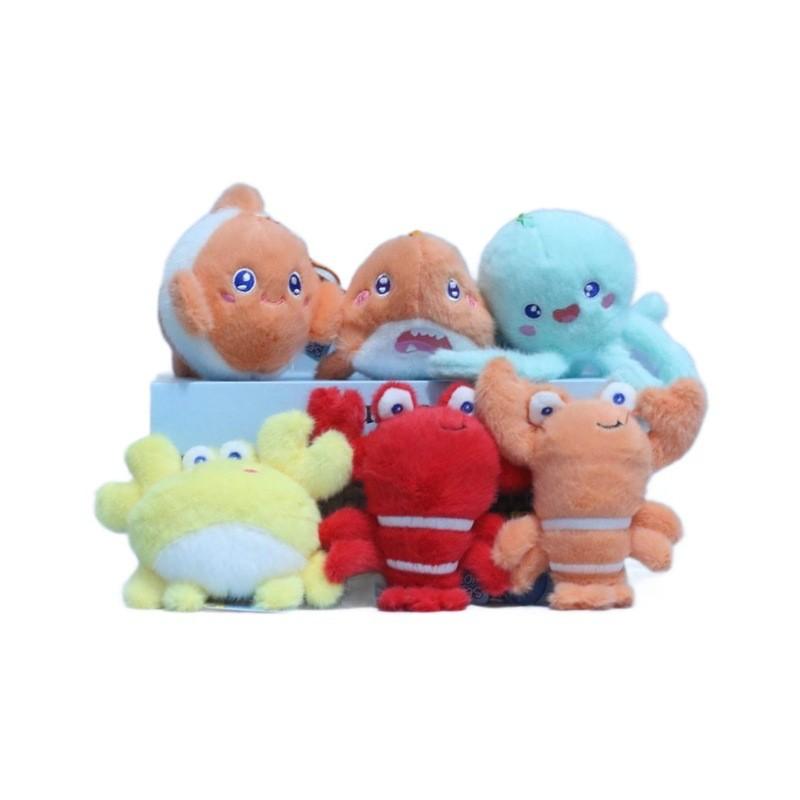 Adorable Ocean Animal Plush Toy Keychain Featuring Soft Shark Crab And Octopus Designs