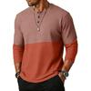 Men Knit Long Sleeve Henley Shirt Casual Crewneck Button Down Patchwork Pullover Top for Everyday Wear