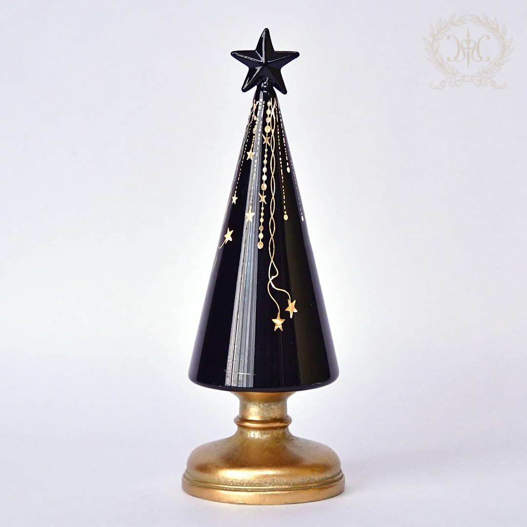 

Светодиодная стеклянная елка 27 см Рождественская елка Фигурка Украшение Светящаяся елка Работает от батареек Стильная Высококачественная Черный объект/Черный чёрный