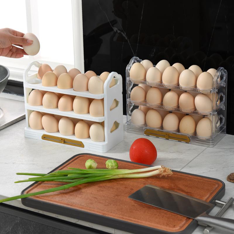 Fresh-keeping Eggs Container Case 3-Layer Flip Egg Storage Box For Fridge Door Egg Organizer Rack Refrigerator Egg Holder Tray