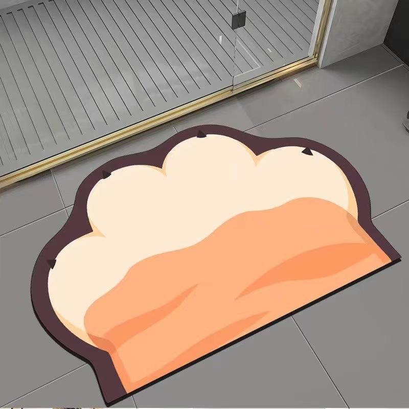 Cartoon Cat Claws Shaped Diatom Mud Floor Mats for Household Bathroom Floor Mats for Bathroom Absorbent Foot Mats for Entrance Door Mats