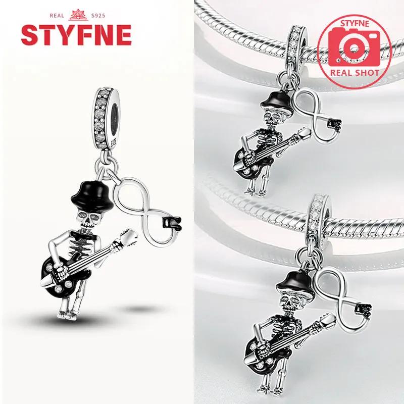 Genuine copper Luminous Halloween Charm Bead Charms Zombie Skeleton Dangle Bead Compatible With Authentic Bracelets Do It Yourself Fine Jewellery Gift