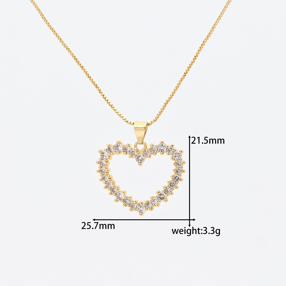 Retro Copper Zirconia Heart Pendant Necklace for Women Pendant Only