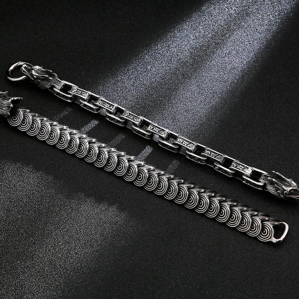 Massives 316L Edelstahl Drachen Herren Armband für Mann Guss Herren Armbänder Schmuck Retro Gotische Accessoires Punk Biker Kette