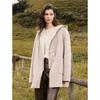 ELLE Women's French Merino Wool Hooded Mid-Length Coat