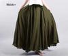 2024 Japan & Korea Loose Cotton-Linen Elastic Waist Midi Skirt – Solid Color A-line Swing Skirt