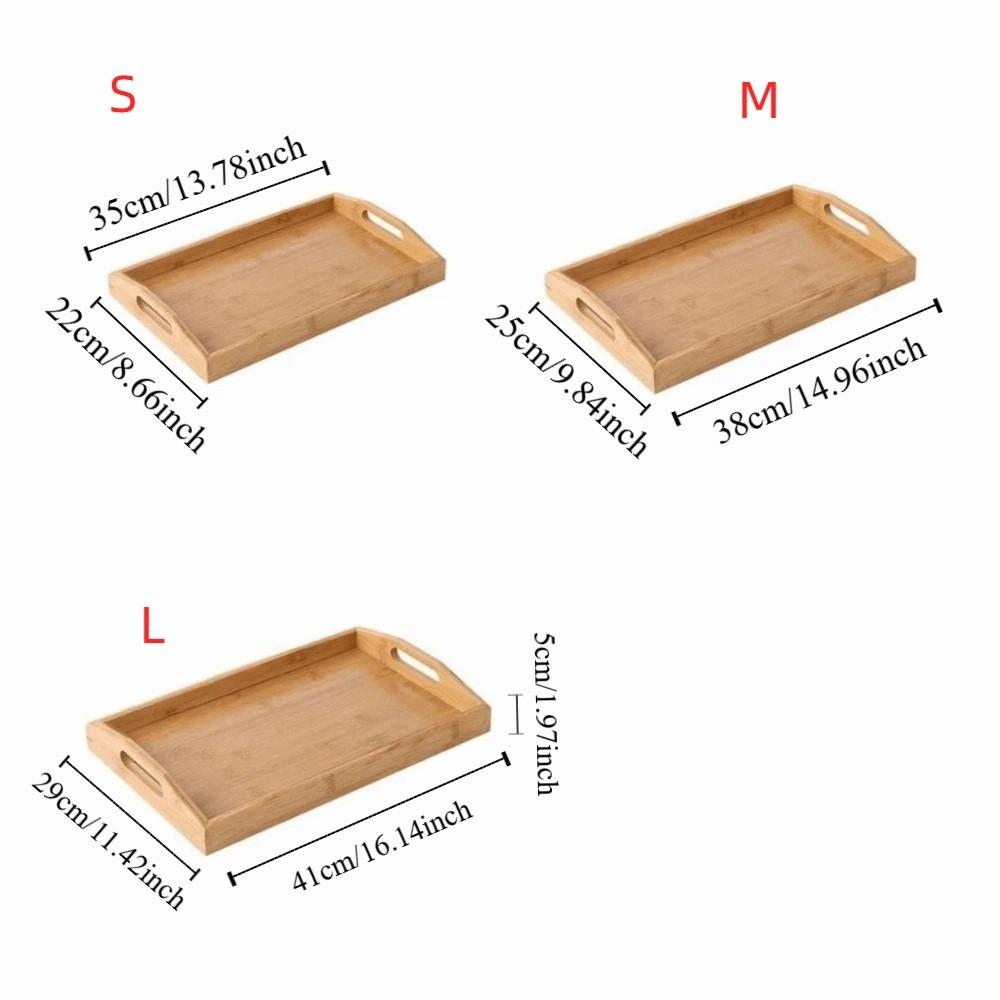 with Handles Bamboo Serving Tray Aesthetic Coffee Tea Tray Durable Food Storage Tray Teapot Teacup