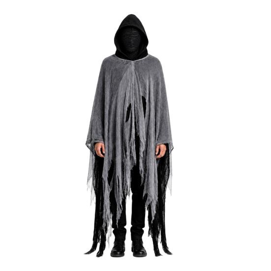 Grim Reaper Costume Halloween Cape with Scary Hooded Head
