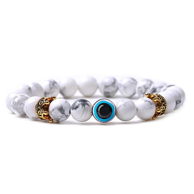 

JYL TS Bracelet Men s Double-Layer Yellow Eye Braided Boosts Courage & Luck white turquoise сланець синій колір
