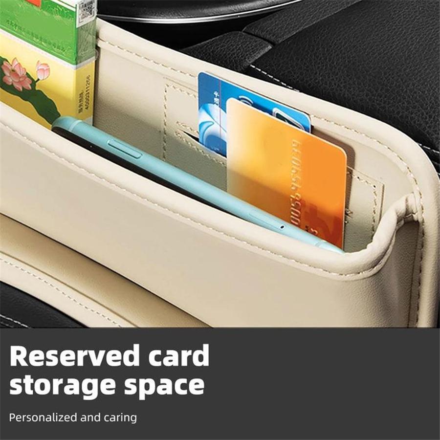1PC Car Console Side Seat Gap Filler Storage Box PU Leather Front Seat Organizer