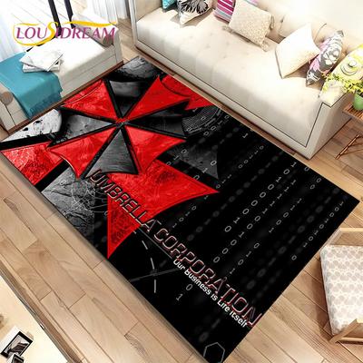 Alfombra 3D R-Resident Evil Games para Zona Gamer, Alfombra para Sala de Estar Dormitorio Sofá Felpudo Decoración, Alfombra de Juego Antideslizante para Niños