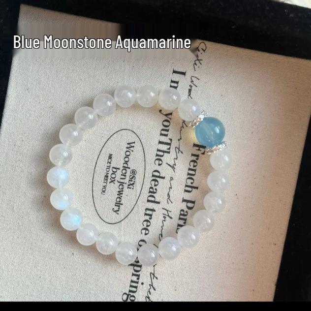 

Natural Blue Moonstone & Aquamarine Bracelet for Attraction & Emotional Balance