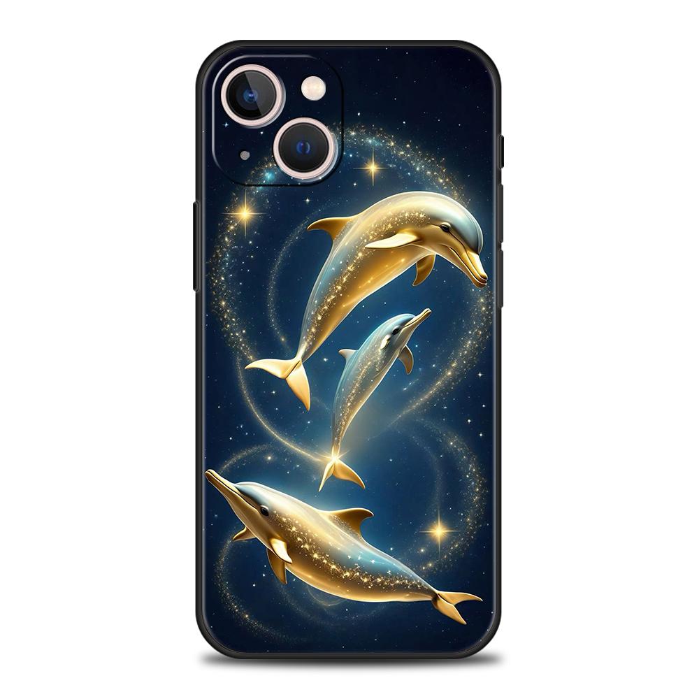 Ocean Animal Dolphin Phone Case for iPhone 16 15 14 13 12 Pro Max 11 Pro Max 7 8 Plus XS XR Shockproof Silicone Soft Shell Bags