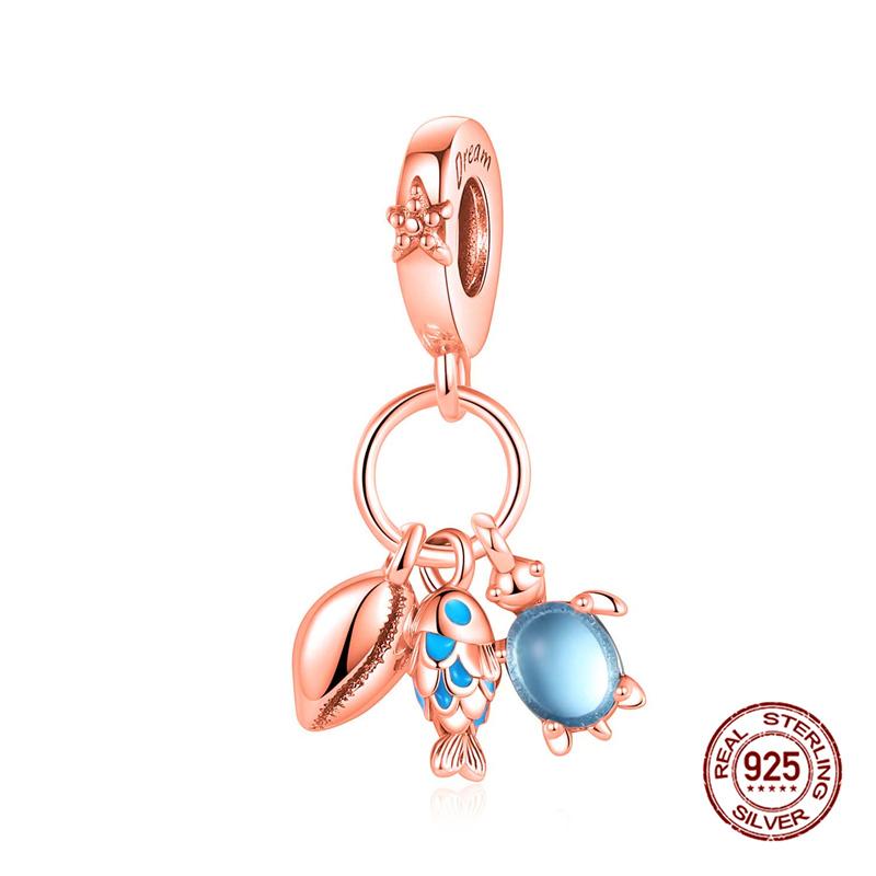 Copper Charms Fits Charms 3Mm Original Bracelet Womens Heart-Shaped Key Charms Beads Diy Fine Jewelry Gifts