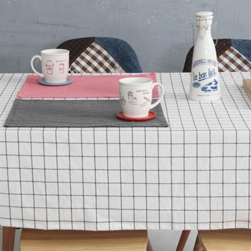 Biowashed White Check Cotton Tablecloth For 2 people