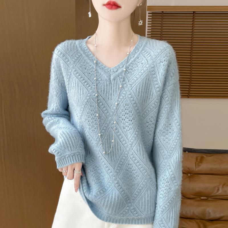 Women's Cashmere Sweater Qinghe Cashmere 30% Cashmere 70% Wool Autumn and Winter Pullover Warm and Fashionable
