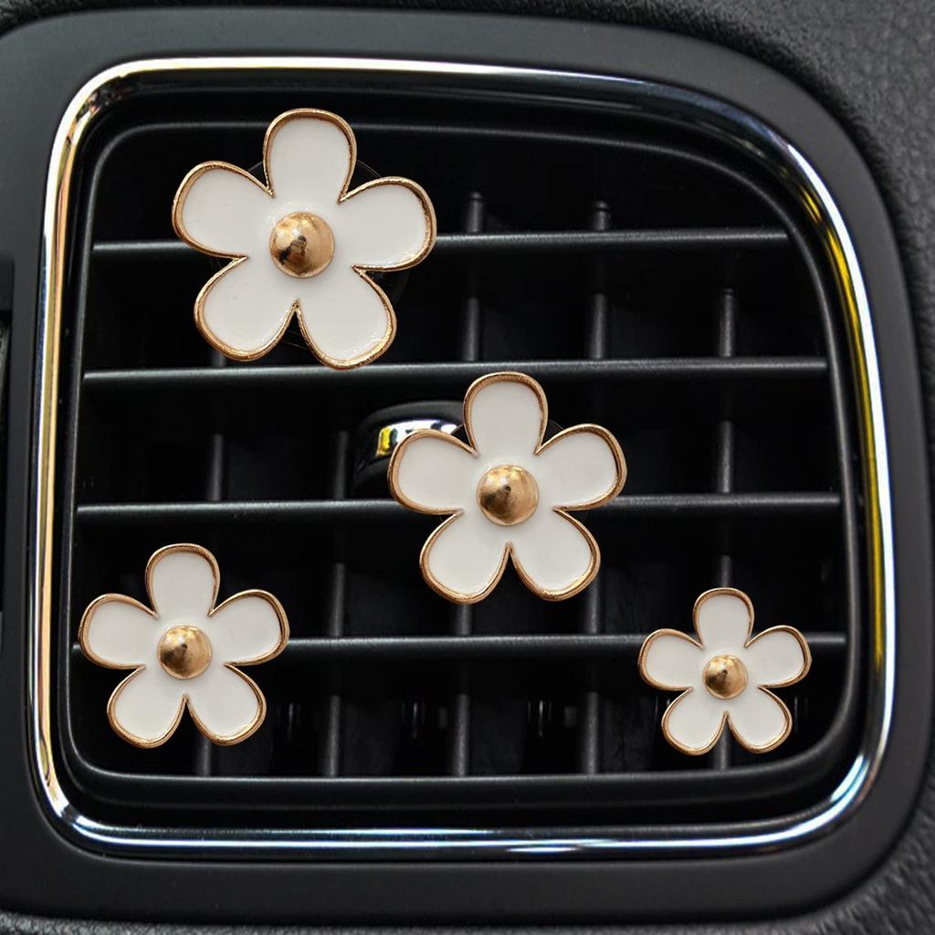 4-piece Daisy Flower Vent Clip Car Air Freshener Charm Color Car Interior Accessories for Girls Ladies