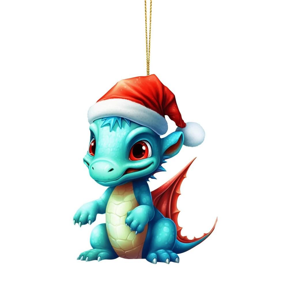 Charming Cartoon Christmas Dragon Car Decor Bright Festive Hanging Ornament Homes For
