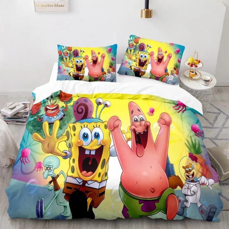 

Мультяшний Аніме Постільний Комплект Спанч Боба 3D Друк Патрік Сквідвард Ковдра Підковдра Наволочка Постільний Комплект Полуторний Двоспальний Королівський Розмір 70x130cm 2pcs
