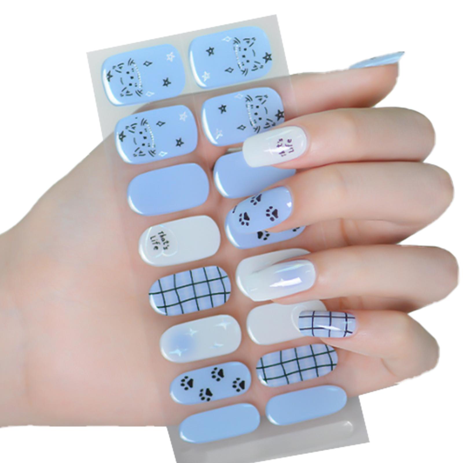 

Полуотвержденные гелевые наклейки для ногтей УФ/светодиодная лампа Требуется гель-лак для ногтей Обертывания Модный дизайн Гелевые наклейки для ногтей для женщин B