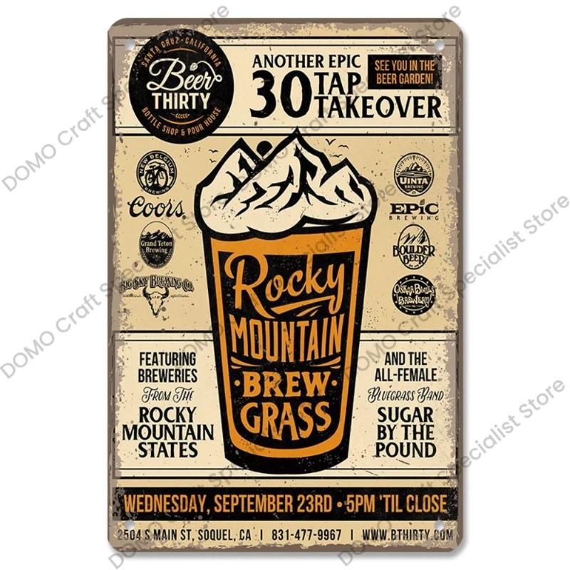 Vintage Beer Metal Sign, New Year Pub Decor Plaque