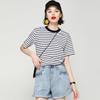 Women's Loose-Fit Striped Color-Block T-Shirt