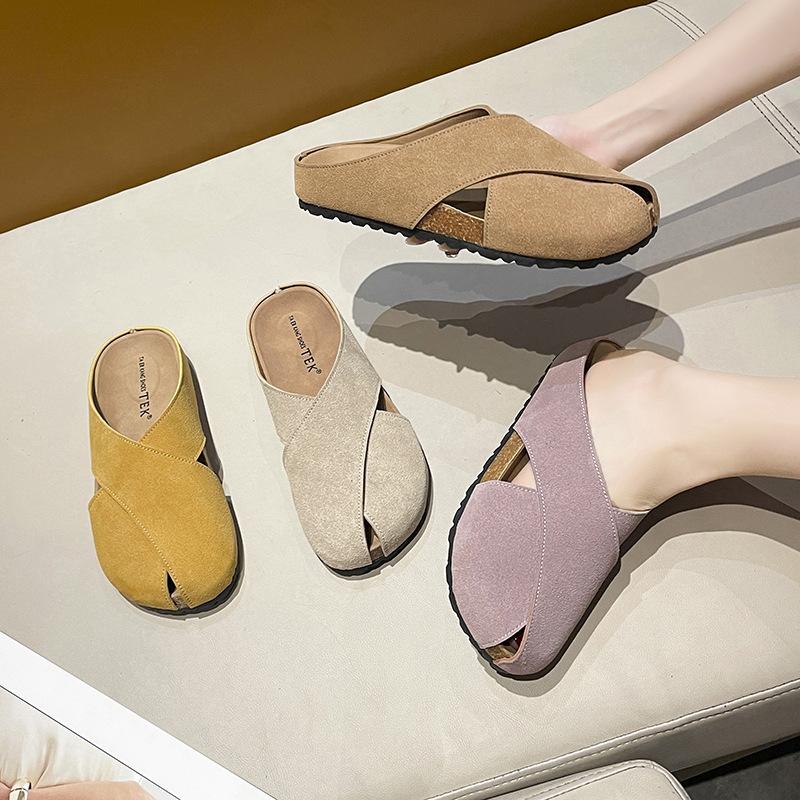 Baotou Half Slippers Women's Outer Wear 2025 New Summer Flat-bottomed Lazy One-footed Soft-soled Birkencool Slippers