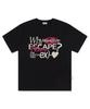 ESCAPEFROM Ex Pink Heart Print Oversized Short Sleeve T-Shirt Black