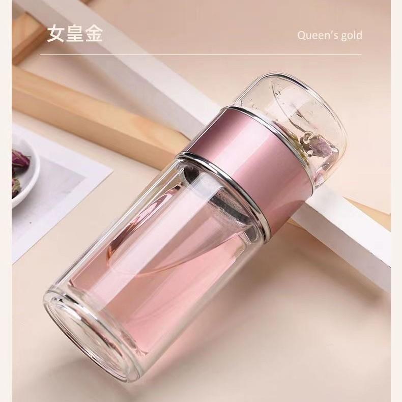 High Borosilicate Glass Tea Water Bottle Double Layer Infuser Tumbler with Tea Filter Drinkware Water Cup for Brewing Bottle
