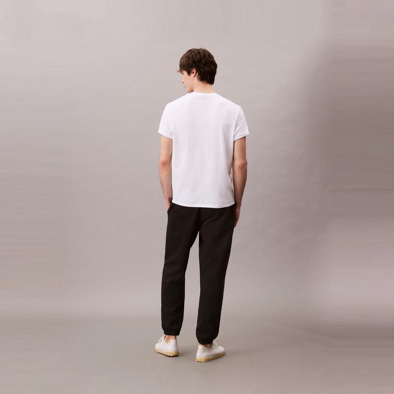 Calvin Klein Fleece Letter Embroidery Drawstring Cuffed Casual Pants Men bottoms Black 40QM432