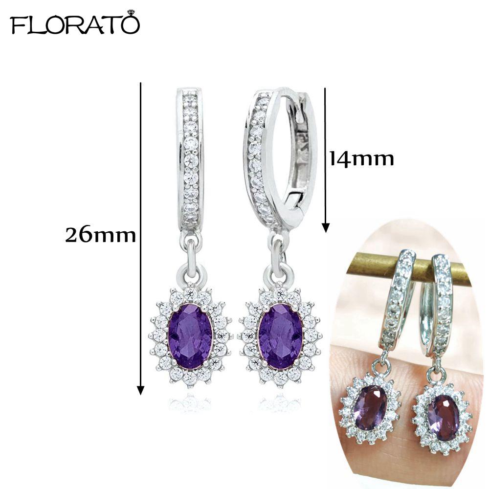 925 Silver Needle Elegant Purple Earrings Exquisite Small Hoop Earrings for Women Fashion Puncture Jewelry Accessories