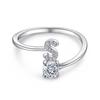 26 English A-Z Letters 925 Sterling Silver Ring Female Diamond Zircon Opening Adjustable Index Finger Ring Tail Ring
