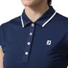 FootJoy Women's Shoulder Stripe Cap Sleeve Shirt, Navy, Size M (FJW-S24-S11, 81956-M)