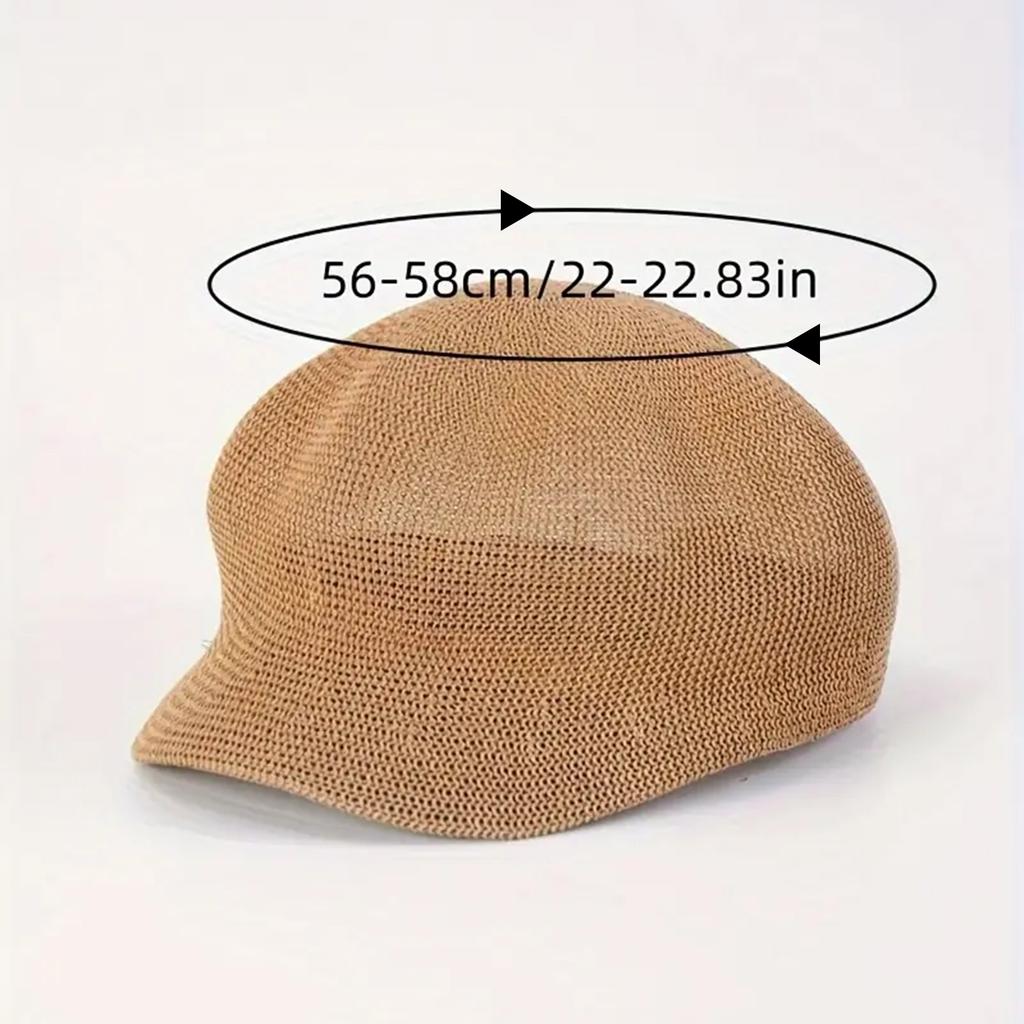 Retro Beret Caps For Women Solid Color Breathable Mesh Design Sun Protection Uv Block Spring Summer Linen Girls Adjustable Daily