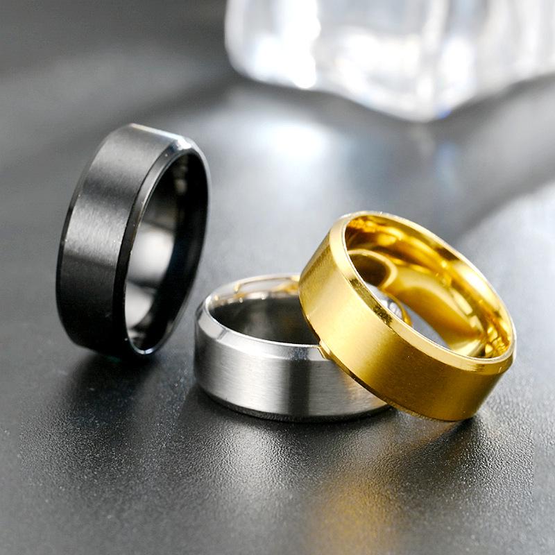 European & American Titanium Steel Frosted Men's Ring - Stainless Steel Jewelry