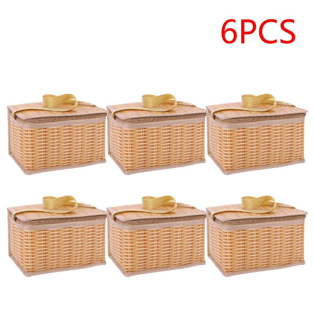 2-10PCS Outdoor Wicker Rattan Picnic Bag Waterproof Tableware Camping Picnic Baskets