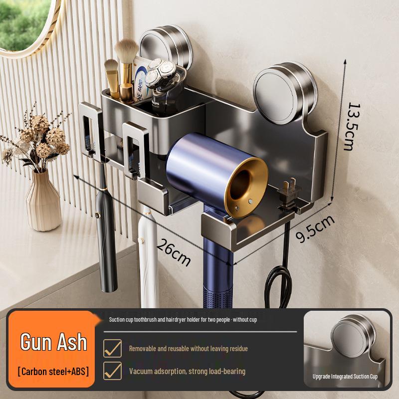 Wall-Mounted Suction Cup Toothbrush & Mouthwash Holder