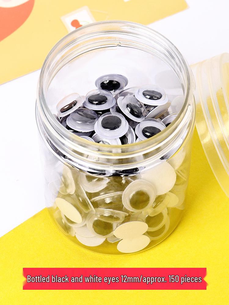 Handmade Self-Adhesive Googly Eyes with Eyelashes - Black, White & Colored Movable Plastic Eyes for DIY Projects