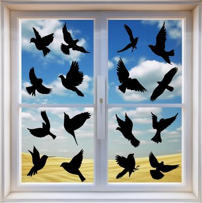 Hummingbird Electrostatic Window Sticker Black Glue-free Adsorption Window Decoration Warning Bird Anti-collision PVC Glass Sticker