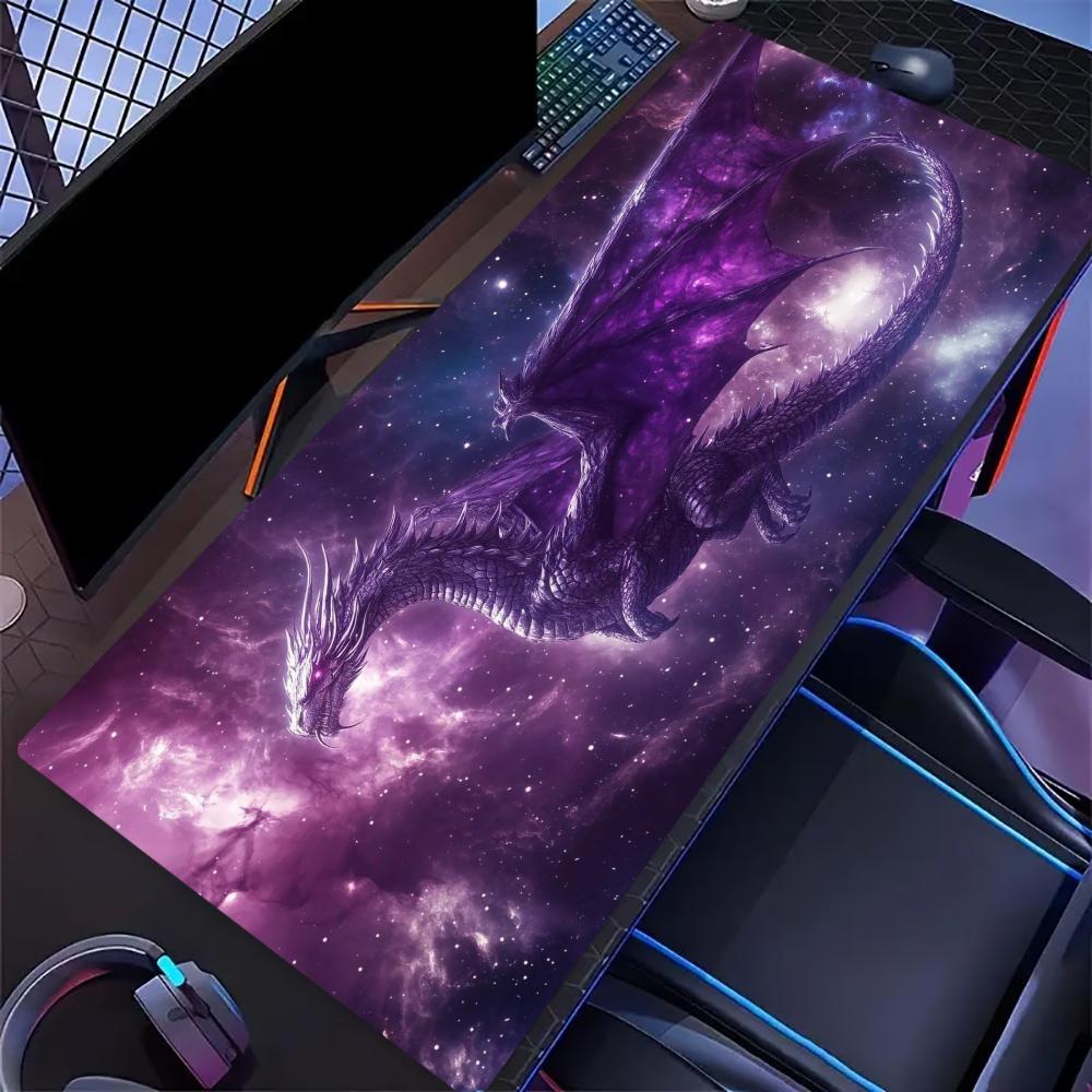 Starry Cosmic Dragon Large Desk Mat Non Slip Gaming Mouse Pad Stitched Edge Galaxy Keyboard Mat For Laptop Pc Office Game Use