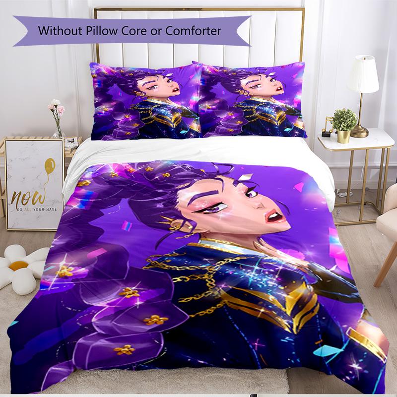 Set copripiumino 3 pezzi (1*Copripiumino + 2*Federe, Senza Nucleo), Set Biancheria da Letto Morbido Stagione Unica con Stampa KPop Demon Hunters, Decorazione Regalo per Camera da Letto
