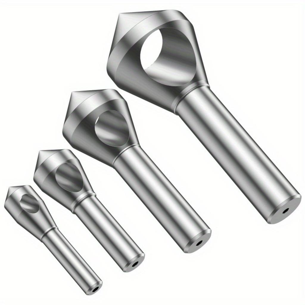 4ks HSS odhrotovací fréza na srážení hran Záhlubníkové vrtáky Titanem potažené hladké díry do kovu Fréza na díry s kulatou stopkou 90 stupňů