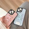 Apple 16 Leather Solid Color Mobile Phone Case Simple Application Iphone15Promax Bow 17 Women'S Internet Celebrity 14