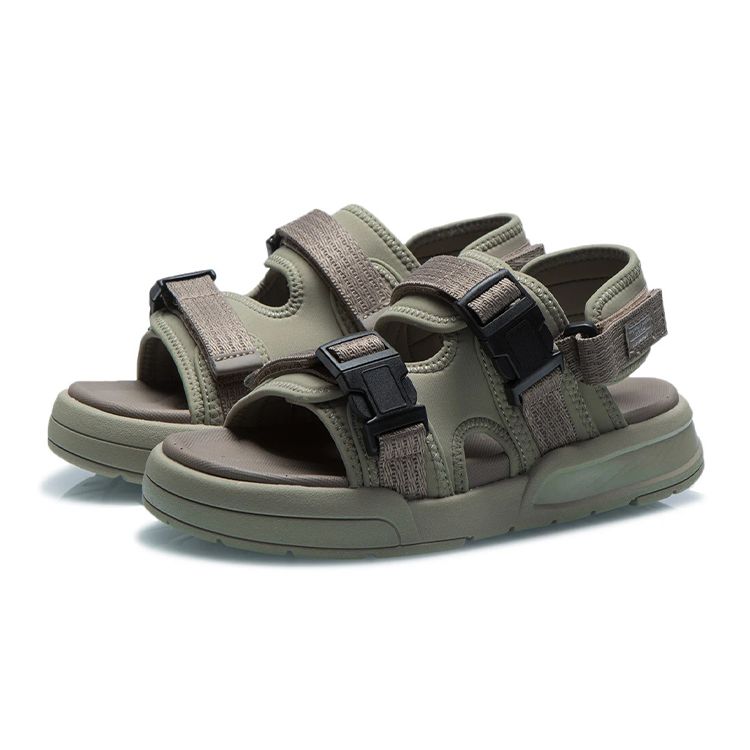 LiNing Youth Casual Non-Slip Wear-Resistant Sports Sandals Kids Footwear Green Black YKUR010-3